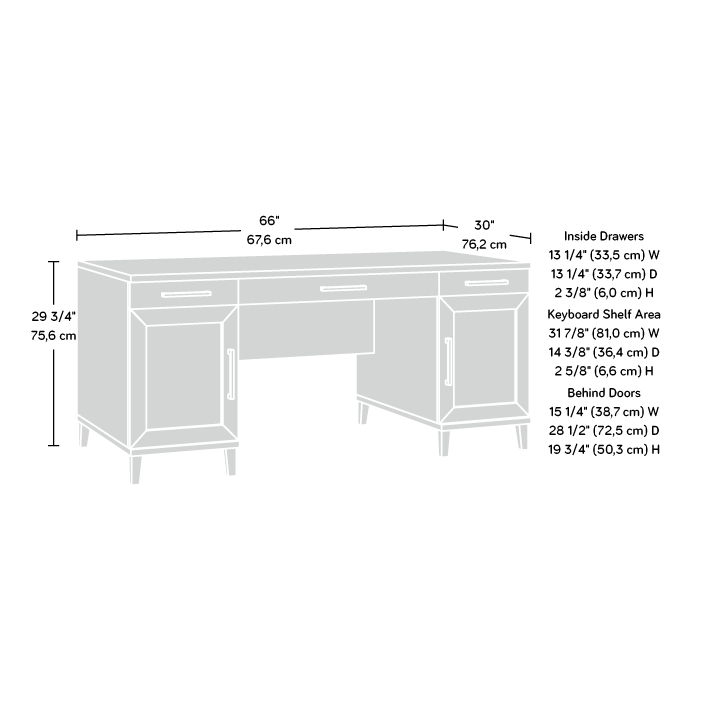 Tiffin Line Executive Desk Raven Oak (433226) Sauder