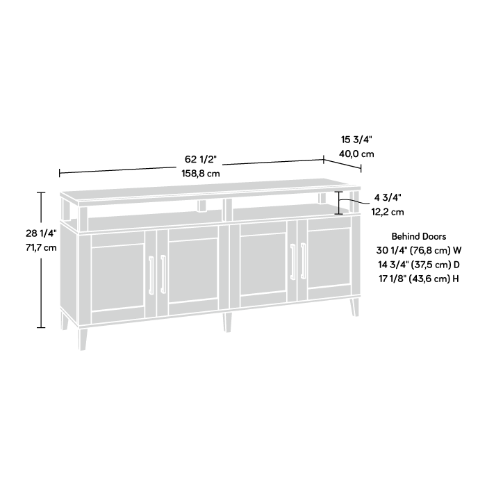 Tiffin Line TV Credenza with Doors Raven Oak (433576) – Sauder