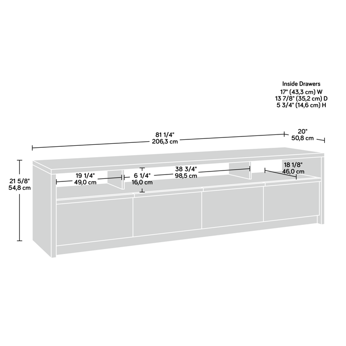 Harvey Park Large TV Credenza Raven Oak (446900) - Sauder