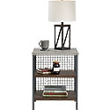 Modern Metal & Wood Side Table with Shelves 425769