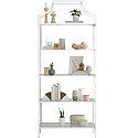 Modern White 5-Shelf Metal & Glass Bookcase 425786