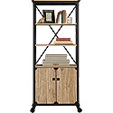 Rustic Metal & Wood Bookcase with Doors 425910