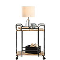 Rustic Rolling Metal & Wood Side Table 426432