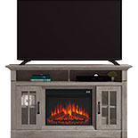 Fireplace TV Credenza with Glass Doors 427376