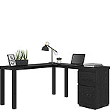 Bourbon Oak L-Shaped Desk with Drawers 427975