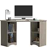 Silver Sycamore Corner Desk with Shelves 428239