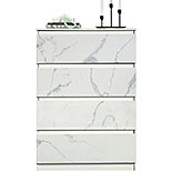 Glamorous 4-Drawer Chest with Marble Finish 428252