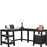 L-Shaped Trestle Desk in Raven Oak 428832