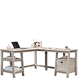 L-Shaped Trestle Desk in Chalked Chestnut 428833