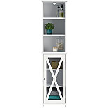 White Linen Tower for Bathroom Storage 428847