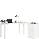 White L-Shaped Desk with Drawers 428935