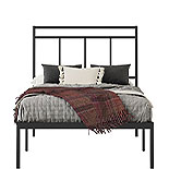 Twin Platform Bed with Headboard in Black 429350