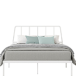 Queen Platform Bed with Headboard in White 429407