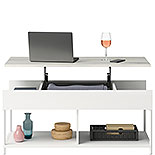 White Lift-Top Coffee Table with Open Shelves 429410