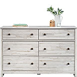 Rustic 6-Drawer Bedroom Dresser in White Plank