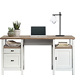 White Double Pedestal Desk with Drawers 430056
