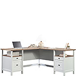 White L-Shaped Desk with Drawers 430228