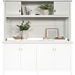 White Desktop Credenza Hutch with Doors 430231