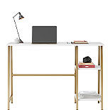 Modern Desk with Open Shelves in White 430348