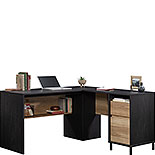 Modern L-Shaped Desk in Raven Oak 430751
