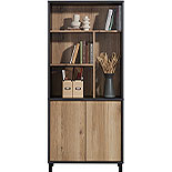 5-Shelf Tall Bookcase with Doors in Raven Oak 430754