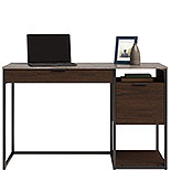 Single Pedestal Home Office Desk Umber Wood 430877