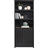 5-Shelf Library Bookcase with Doors in Raven Oak 431262