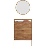 Wall-Mount Entryway Shoe Cabinet with Mirror