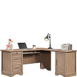 Sauder Select Bourbon Oak L-Shaped Desk with Drawers 427975