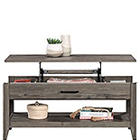 Lift-Top Coffee Table with Shelf in Pebble Pine 431741