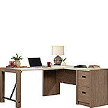 L-Shaped Desk with Drawers in Brushed Oak 432896