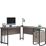 L-Shaped Computer Desk in Weathered Wood 433235