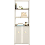 5-Shelf Bookcase with Doors in Dove Linen 433247