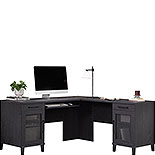 L-Shaped Desk with Drawers in Raven Oak 433262