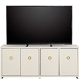 Modern TV Credenza with Doors in Dove Linen 433603