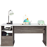 Sauder Craft Pro Work Table with Storage in White and Mystic Oak