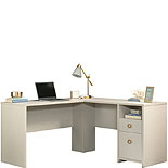 L-Shaped Desk with Drawers in Dove Linen 433725