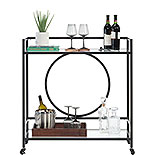 Rolling Glass & Metal Bar Cart in Black 433830