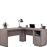 L-Shaped Desk with File Drawer in Ashen Oak 434772