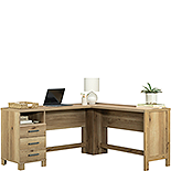 L-Shaped Desk with Open Shelf in Timber Oak 434913