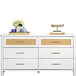 Modern Bedroom Dresser in White/Rattan 435691
