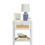 Night Stand with Open Storage in White/Rattan 435693