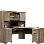 L-Shaped Desk with Office Hutch in Salt Oak 442779