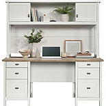 White Executive Pedestal Desk with Hutch 442782