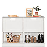 Short Shoe Cabinet with Flip Drawer in White 443709