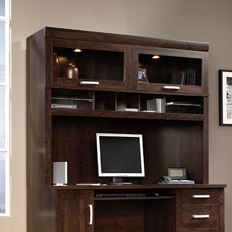 Dark Alder finish L 23.39 x W 15.63 x H 47.17 Sauder 408364 Office Port Hutch 