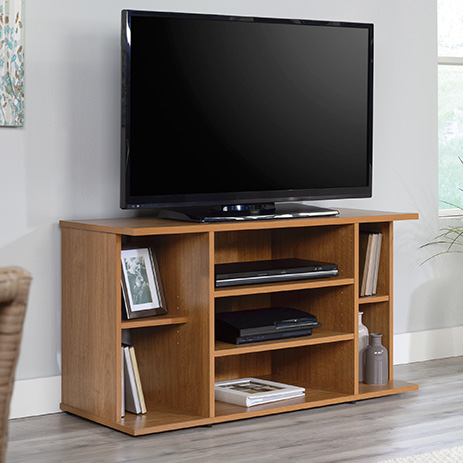 Sauder Beginnings 412995 Adjustable Highland Oak TV Stand for TVs up to 42