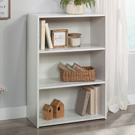 Soft White finish Sauder Beginnings 3-Shelf Bookcase