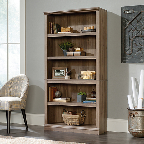 Sauder Select Five Shelf Bookcase in Oiled Oak 