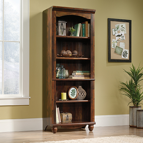 Harbor View Library 420477 Sauder, Sauder Edge Water Library Wall Bookcase In Antiqued Paints
